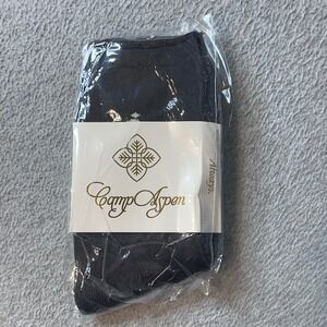 Camp Aspen Socks Unisex OS Black Cotton Blend Crew Ribbed Casual Everyday